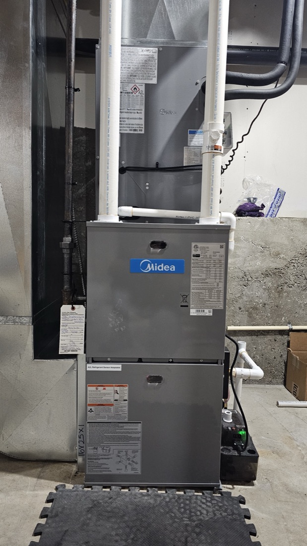 Furnace and air handler installation in a utility room